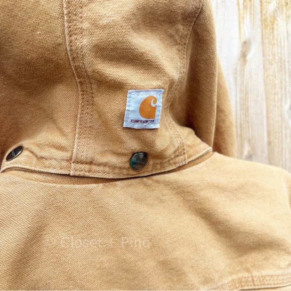 Carhartt Weathered Wildwood Jacket Tan Size Medium Hooded Sherpa Lined - Picture 8 of 8